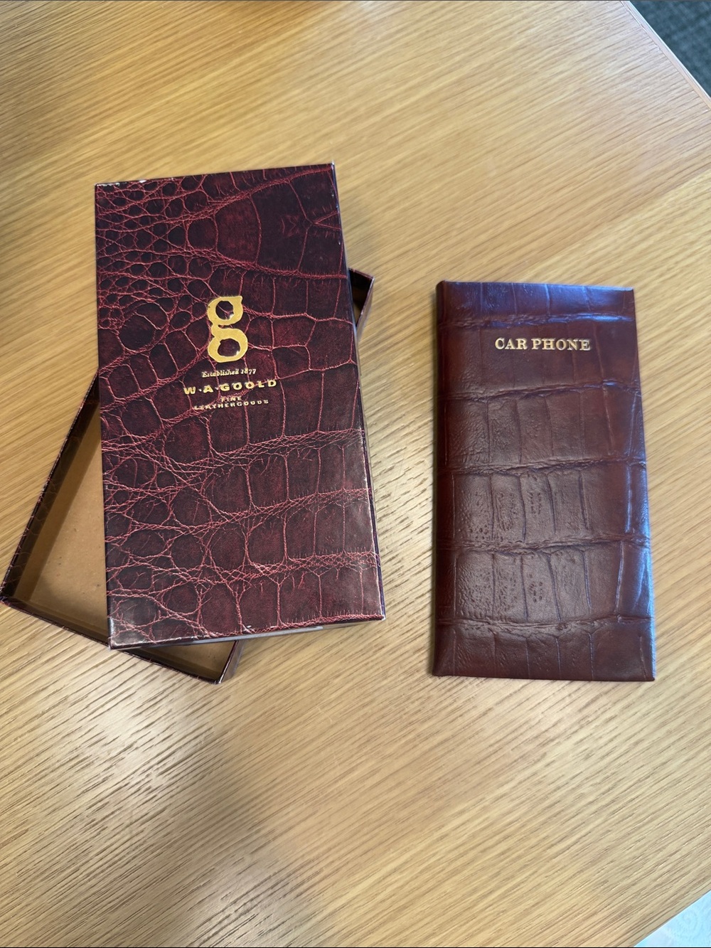 Vintage Car Phone Contact Book | Burgundy Croc-Embossed Leather